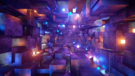 Futuristic portal with glowing lights. Computer generated graphics. 3D rendering