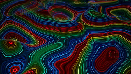Futuristic style glowing relief. Abstract technology or sci-fi concept. 3D render illustration