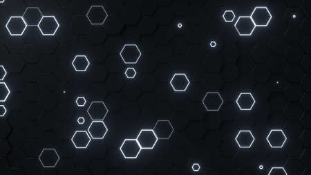 Glowing futuristic hexagonal pattern. Computer generated graphics. 3D render