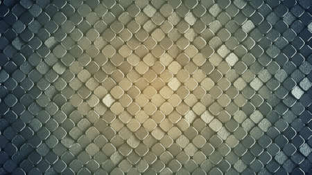 Rhombus pattern with rough metallic surface. Abstract computer graphic. 3D render