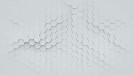 White hexagonal pattern. Computer generated graphics. 3D render illustrationの写真素材