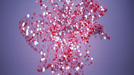 Chaotic white spheres. Abstract sci-fi computer graphics. 3D render with DOFの写真素材