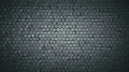 Abstract geometric background with grey hexagons. Computer generated abstract graphics. 3D render...
