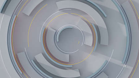 Rotating circle elements. Computer generated abstract background. 3D rendering illustration
