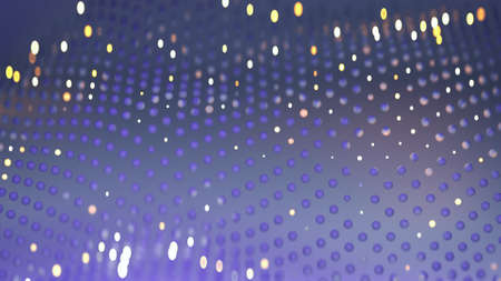Surface grid form of particles. Abstract futuristic or science fiction background with glowing spheres. 3D render with DOF and bokehの写真素材