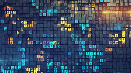 HEX programming code. Coding or hacker concept. 3D rendering illustration