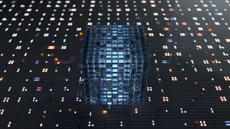 Digital cubes. Futuristic technologies or science fiction concept. rendering illustrationの写真素材