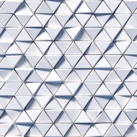 Seamless pattern of white triangles. Abstract geometric tileable background. 3D render illustration