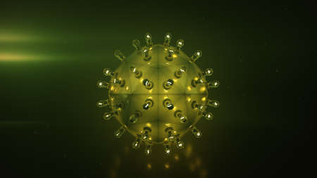Metalic sphere with incandescent green light bulbs. Abstract technology concept. 3D rendering