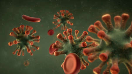 Micro viruses and blood cells.の写真素材