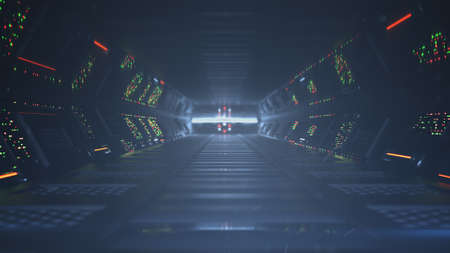Futuristic spaceship corridor.