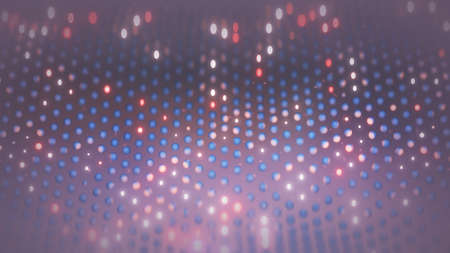 Surface grid form of purple particles. Abstract futuristic or science fiction background with glowing spheres. 3D render illustration with DOF and bokeh
の写真素材