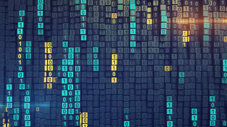 Matrix of digital binary computer code. Abstract information technology concept. 3D rendering illustration
の写真素材