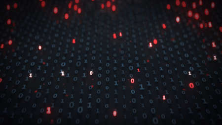 Binary code array with zeros and ones. Information technology, computer science or internet security...