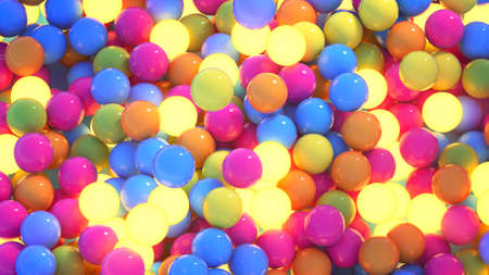 Colorful spheres falling. 3D render illustration