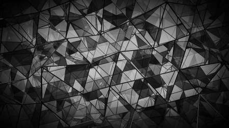 Futuristic polygonal black glass shape with reflections. Abstract technology background. 3D...