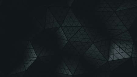 Faded low poly triangulated surface. Futuristic polygonal shape with lines. Contemporary abstract background. 3D renderの写真素材