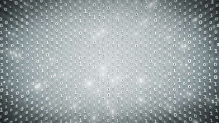 Abstract binary code array with glowing blue symbols. Information technology, computer science or...