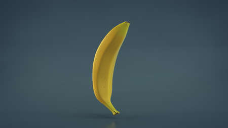 Single banana. 3D render illustrationの写真素材