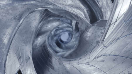 White cosmic portal. Abstract futuristic design. 3D rendering with depth of fieldの写真素材