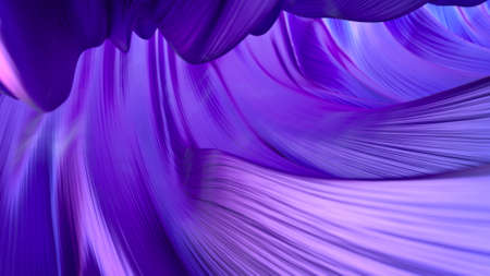 Purple curved lines flow. 3D rendering