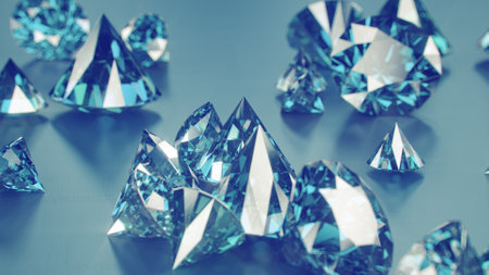 Blue sapphire gemstones. 3D render illustrationの写真素材