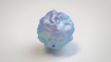 Iridescent liquid sphere. Abstract futuristic biochemistry technology design. 3D rendering...