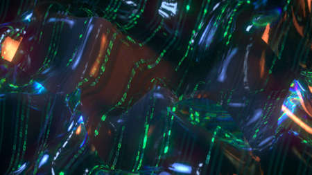 Wavy lines with HEX computer code. Futuristic digital technologies concept. 3D render illustration