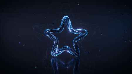Futuristic blue star shape. 3D render illustration