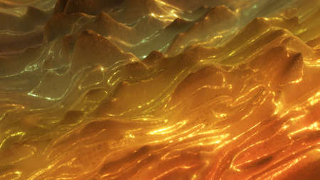 Shiny wavy orange background. 3D rendering
