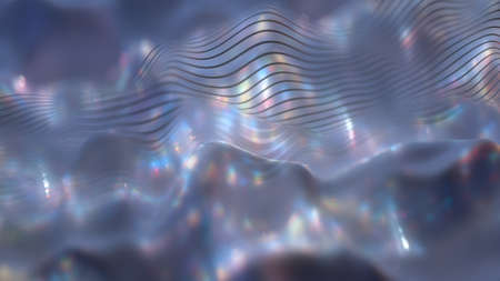 Abstract blue wavy striped surface. 3D renderの写真素材