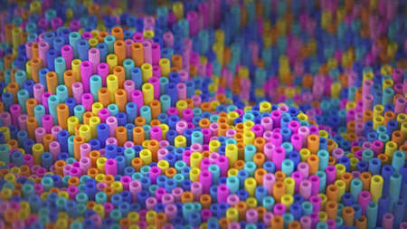 Background with vivid colorful tubes. 3D renderの写真素材