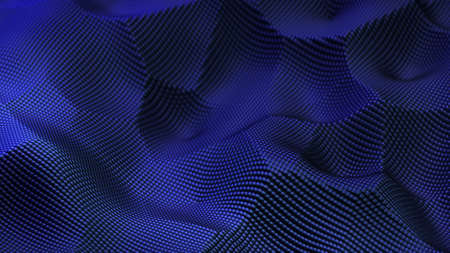 Wave of blue spheres. Computer generated abstract background. 3D renderingの写真素材