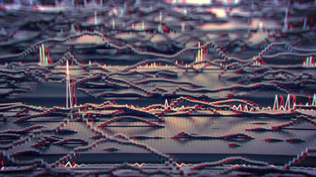 Digital equalizer analyzing big data. 3D rendering illustrationの写真素材