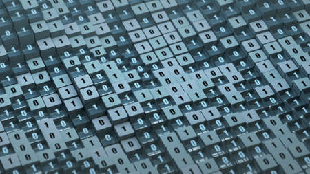 Binary code. Abstract digital isometric background. 3D renderの写真素材