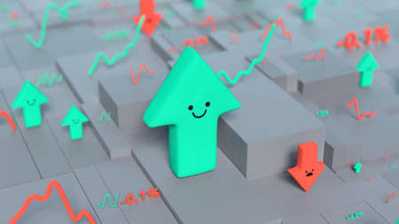 Stock exchange symbols. Investing or trading concept. 3D renderの写真素材