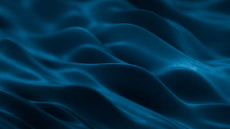 Blue wavy surface abstract background. 3D render illustrationの写真素材