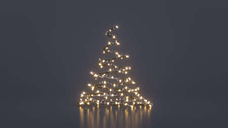 Christmas tree of string lights. 3D renderの写真素材