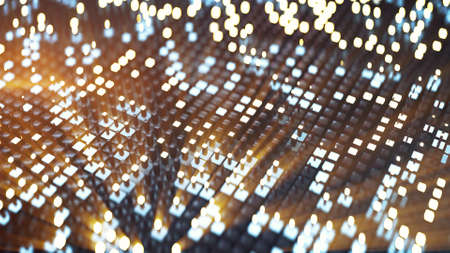 Matrix of glowing cubes. 3D renderの写真素材