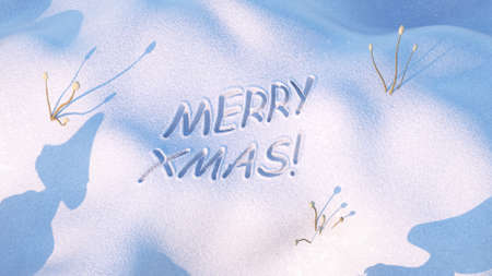 Merry christmas text on snow. 3D renderの写真素材