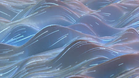Glow data stream. Futuristic technologies or science fiction background. 3D rendering illustration