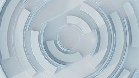 Glowing white futuristic circular shape. Computer generated abstract background. 3D rendering illustrationの写真素材