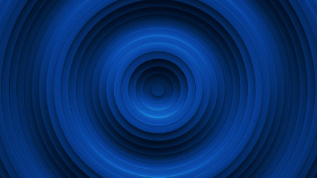 Blue concentric rings with ripple effect. 3D render illustrationの写真素材