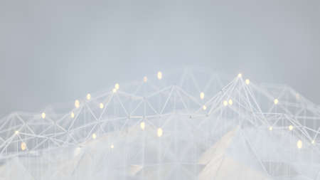 White low poly shape. Clean modern corporate background. 3D rendering illustrationの写真素材