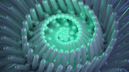 Bluish-green helix form. 3D renderの写真素材