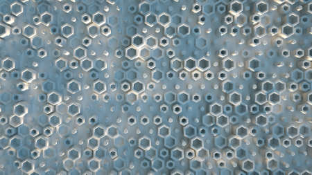 White embossed hexagons. 3D rendering illustrationの写真素材