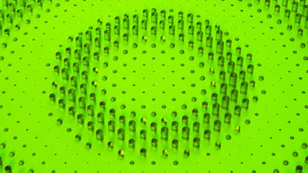 Green ripple of glass cylinders. Abstract background. 3D rendering illustrationの写真素材