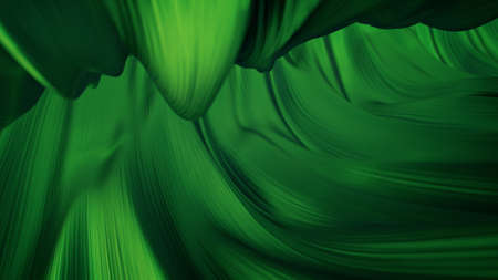 Green fluid satin. Abstract background. 3D renderの写真素材