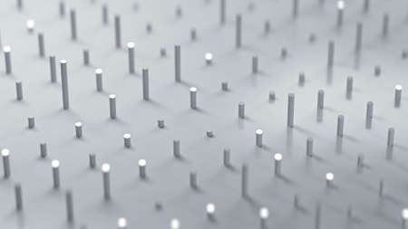 White cylinder shapes. Computer generated abstract background. 3D render illustration with shallow depth of fieldの写真素材