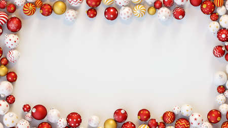 Frame of christmas balls. 3D renderの写真素材